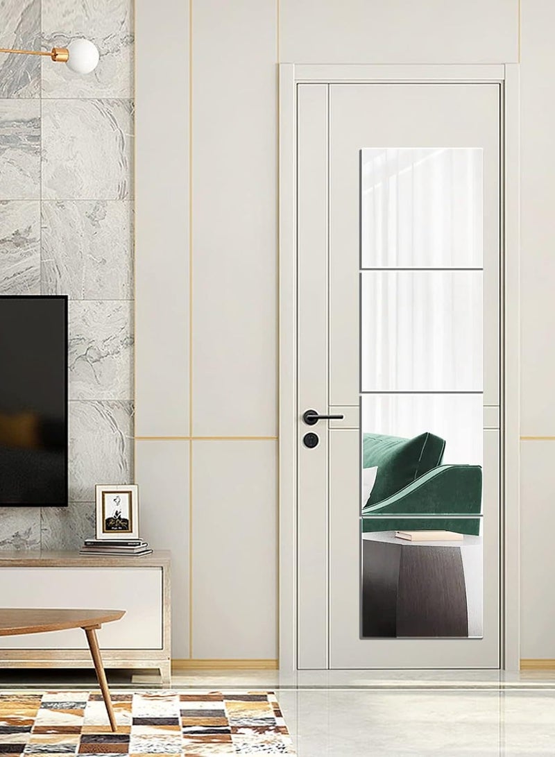 HOMESTAR مرآة كاملة الطول بلاط جدار الجسم مثبتة 8 قطع 30 × سم مرايا مكياج طويلة لغرفة النوم، صالة الألعاب الرياضية المنزلية، الباب (زجاج - بدون إطار 8 قطع) - Image 2