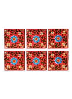 Shiv Kripa Blue Pottery Shiv Kripa Blue Art Pottery Traditional Hand Painted Ceramic Decorative Tiles 4 x 4 InchPack of 6 Tiles 