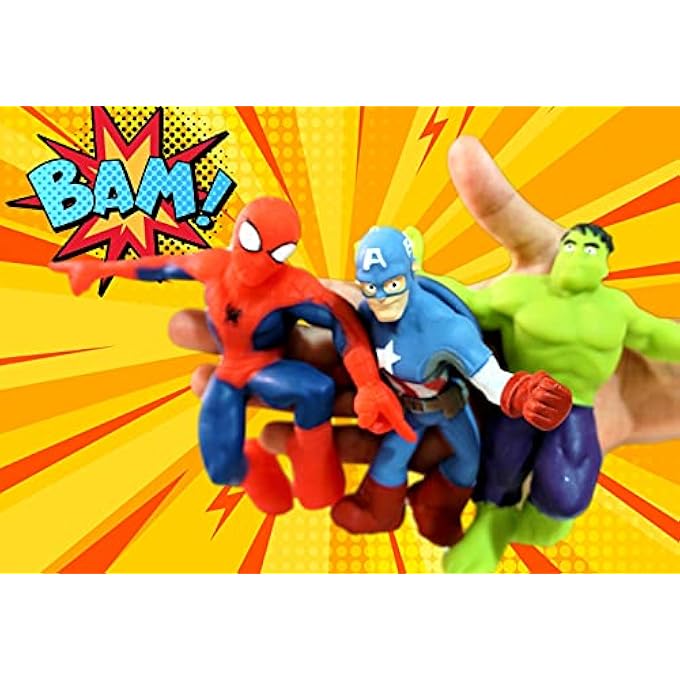 Ja-Ru Marvel Avengers Stretchy Toys Heroes Squish & Pull Toys (12 Units) Hulk Captain America & Spiderman Anxiety Calming Fidget Toy, Stress Toys for Kids & Boys Toys DEF-6900-12 - Image 5