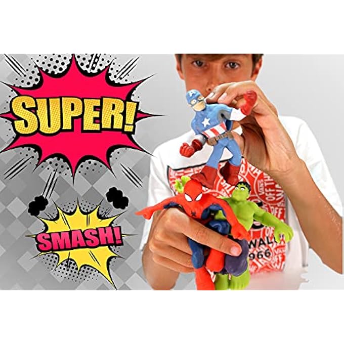 Ja-Ru Marvel Avengers Stretchy Toys Heroes Squish & Pull Toys (12 Units) Hulk Captain America & Spiderman Anxiety Calming Fidget Toy, Stress Toys for Kids & Boys Toys DEF-6900-12 - Image 3