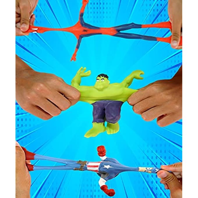 Ja-Ru Marvel Avengers Stretchy Toys Heroes Squish & Pull Toys (12 Units) Hulk Captain America & Spiderman Anxiety Calming Fidget Toy, Stress Toys for Kids & Boys Toys DEF-6900-12 - Image 4