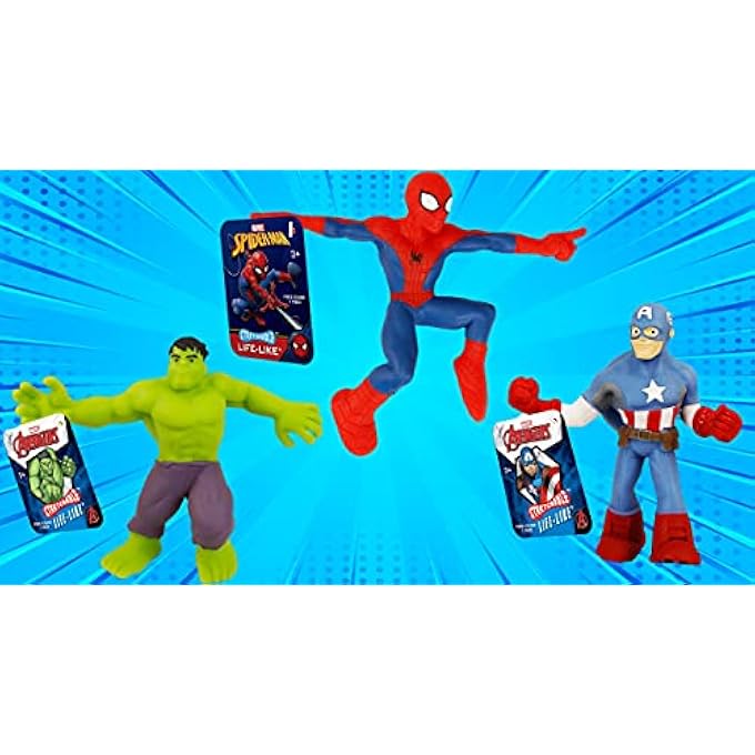 Ja-Ru Marvel Avengers Stretchy Toys Heroes Squish & Pull Toys (12 Units) Hulk Captain America & Spiderman Anxiety Calming Fidget Toy, Stress Toys for Kids & Boys Toys DEF-6900-12 - Image 2