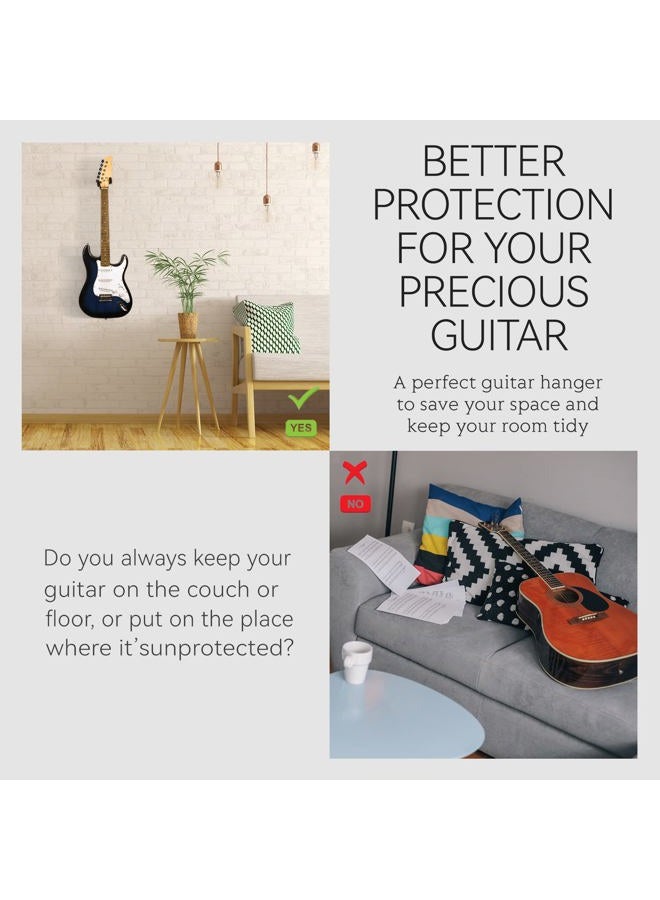 LALAOKS Guitar Hanger Wall Mount 2 Pack hook Metal Holder Black for Acoustic Electric Bass Guitars Ukulele and More Instruments - Image 4