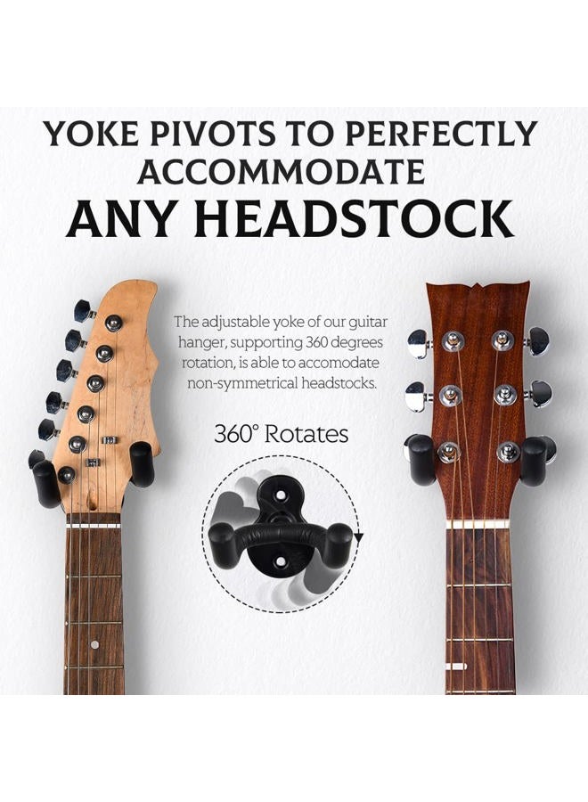 LALAOKS Guitar Hanger Wall Mount 2 Pack hook Metal Holder Black for Acoustic Electric Bass Guitars Ukulele and More Instruments - Image 2