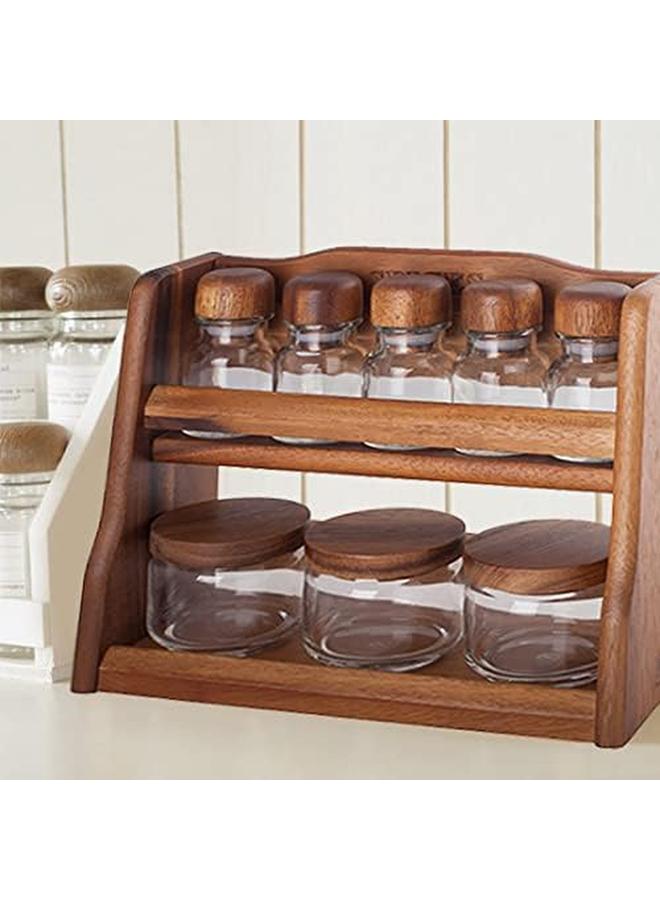 BILLI 5 Pcs Spice Bottles And 3 Pcs Canister Set With Wooden Lid And Rack Aca Og55 3 Sp5 - Image 2