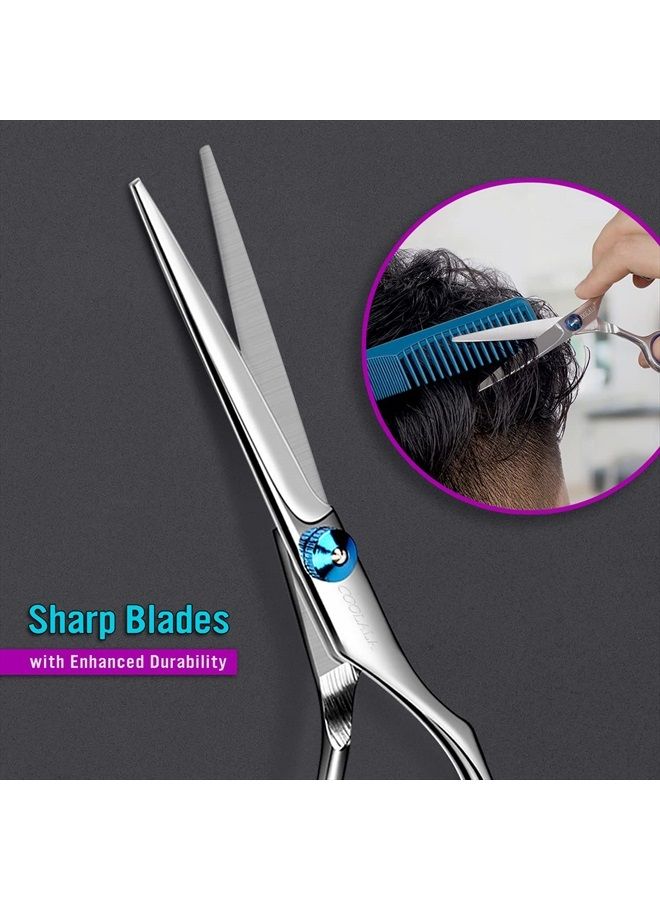 COOLALA Stainless Steel Hair Cutting Scissors 6.5 Inch Hairdressing Razor Shears Professional Salon Barber Haircut Scissors, One Comb Included, Home Use for Man Woman Adults Kids Babies - Image 4