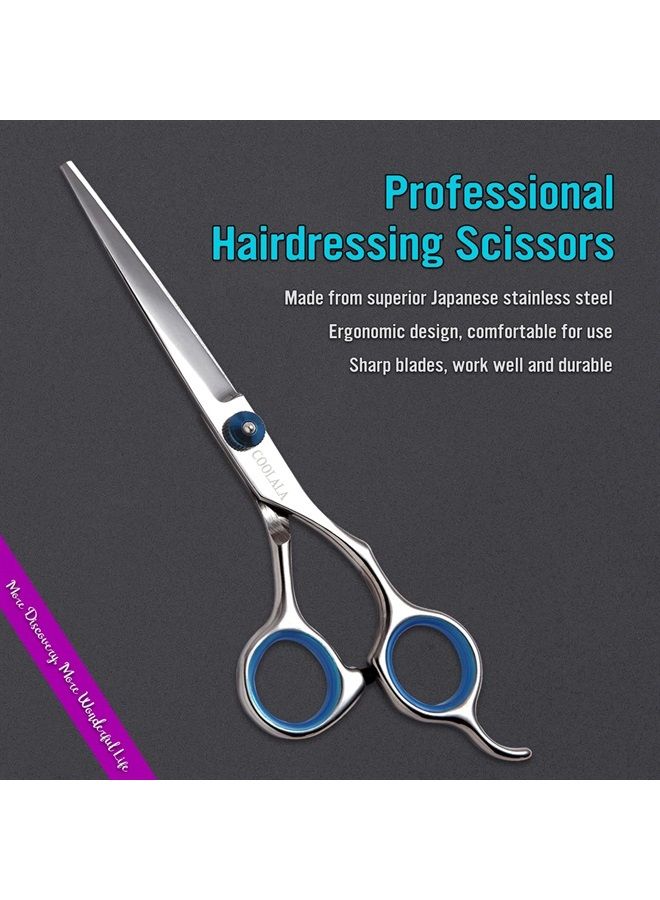 COOLALA Stainless Steel Hair Cutting Scissors 6.5 Inch Hairdressing Razor Shears Professional Salon Barber Haircut Scissors, One Comb Included, Home Use for Man Woman Adults Kids Babies - Image 2