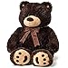 Joon Big Teddy Bear  Fluffy Fur Ribbon  Bow Signature Footprints Huggable  Lovable Joy Ideal Gift for Baby Showers Loved Ones Perfect Big Cuddly Plush Toy Companion 28 Inches Dark Brown - Image 4