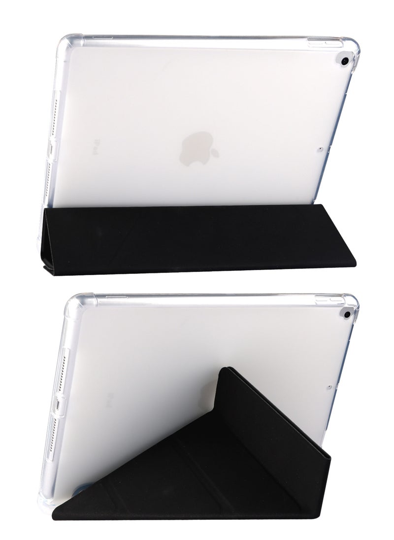 Rock Pow - Case for iPad 10.2-Inch (9th/8th/7th Generation 2021/2020/2019) with Pencil Holder Clear Transparent Back Shell Slim Stand Shockproof Tablet Cover Auto Wake/Sleep - Image 1