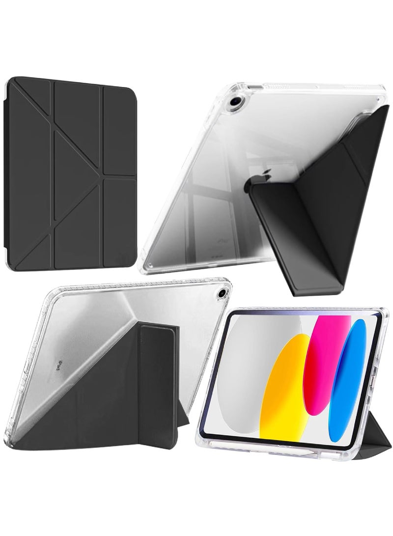 Rock Pow Case for iPad 10.2 inch (9th/8th/7th Generation, 2021/2020/2019) with Pencil Holder,Clear Transparent Back Shell Y-Shaped Trifold Stand Cover Case for 10.2 Inch iPad 9/8/7 Auto Wake/Sleep - Image 1