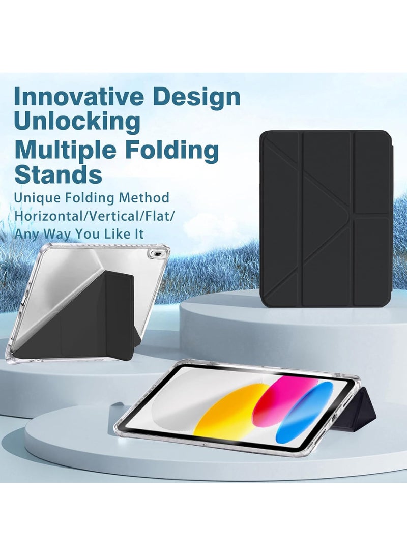 Rock Pow Case for iPad 10.2 inch (9th/8th/7th Generation, 2021/2020/2019) with Pencil Holder,Clear Transparent Back Shell Y-Shaped Trifold Stand Cover Case for 10.2 Inch iPad 9/8/7 Auto Wake/Sleep - Image 3