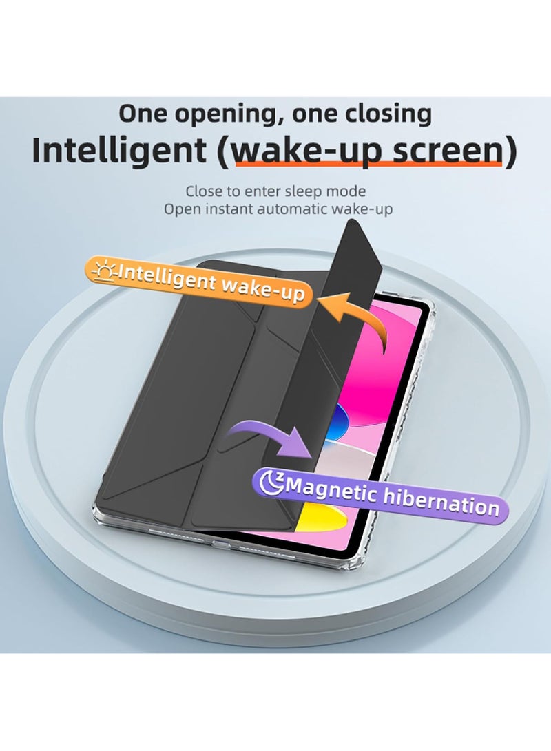 Rock Pow Case for iPad 10.2 inch (9th/8th/7th Generation, 2021/2020/2019) with Pencil Holder,Clear Transparent Back Shell Y-Shaped Trifold Stand Cover Case for 10.2 Inch iPad 9/8/7 Auto Wake/Sleep - Image 5