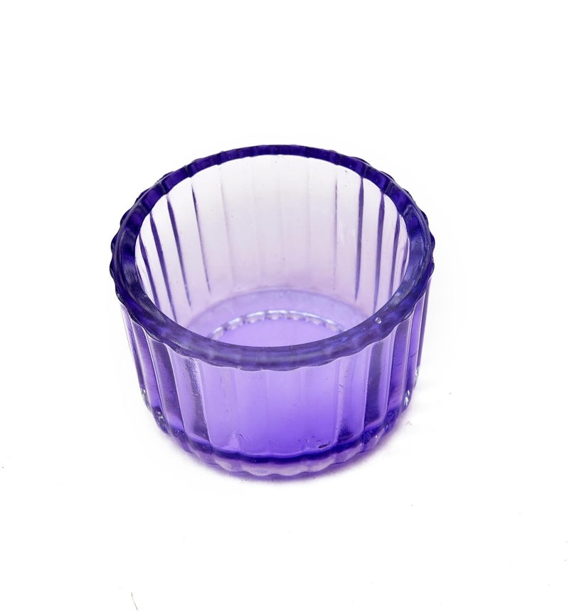 OGGN Glass Ribbed Tealight Holder SetTLight Holder for Diwali Decoration Items Purple Small Pack of 4 - Image 2