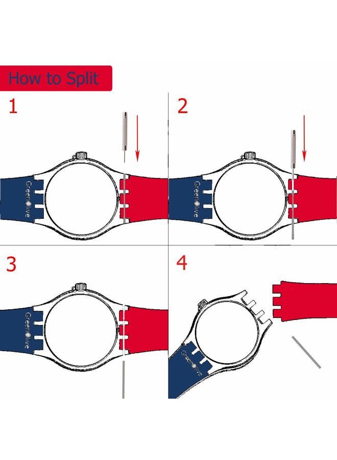GREENOLIVE OliBoPo Replacement Waterproof Silicone Rubber Watch Strap Watch Band for Swatch (17mm 19mm 20mm) (17mm, Gradient Blue) - Image 3