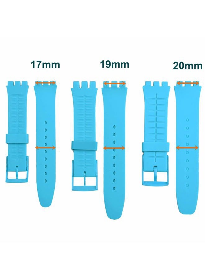GREENOLIVE OliBoPo Replacement Waterproof Silicone Rubber Watch Strap Watch Band for Swatch (17mm 19mm 20mm) (17mm, Gradient Blue) - Image 5
