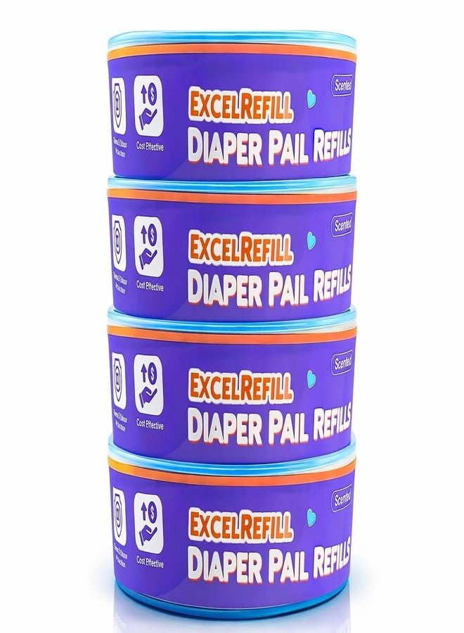 ExcelRefill Diaper Pail Refills Compatible with Diaper Genie and Munchkin Pails | 1280 Count (4-Pack,320 Count) - Image 1