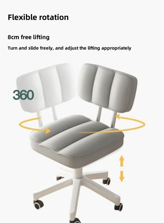 والالا كرسي مكياج قابل للتعديل، كرسي دوار قابل للرفع، كرسي مسند ظهر غرفة النوم بمقعد إسفنجي، كرسي طاولة زينة يدور 360 درجة، كرسي طاولة زينة صغير مناسب لغرفة المسحوق وغرفة المعيشة وغرفة النوم، بيج - Image 4