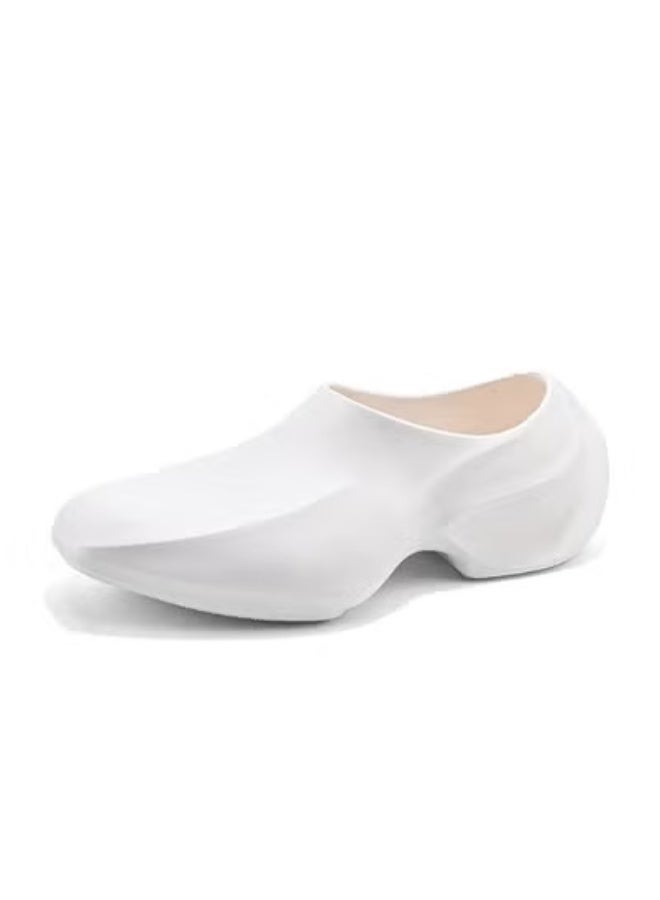 One-step casual sandals for men, kitchen thick-soled trendy shoes, comfortable and non-slip summer slippers (white)  - Image 1