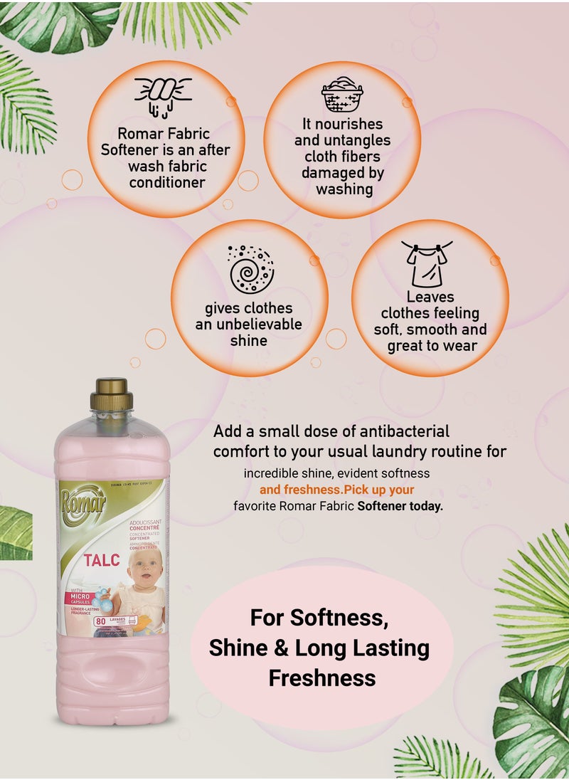Romar - Romar Talcum Fabric Softener, Concentrated, For Softness, Shine and Long Lasting Freshness, 2L - Image 1