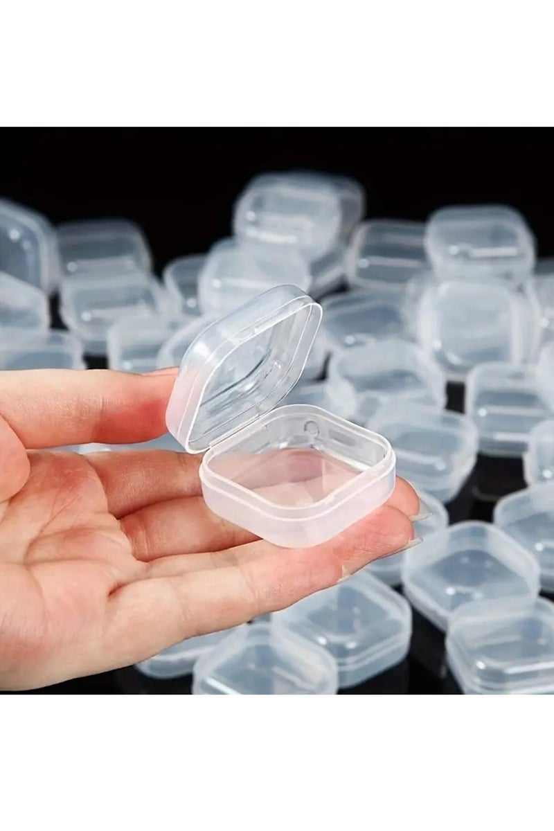 راكو صناديق تخزين مجوهرات صغيرة شفافة مزودة بأغطية - حافظة بلاستيكية منظمة مقاس 3.5 سم للأقراط والخرز والحبوب ولوازم الحرف اليدوية - حاويات مربعة صغيرة شفافة - عبوة من 10 قطع - Image 1