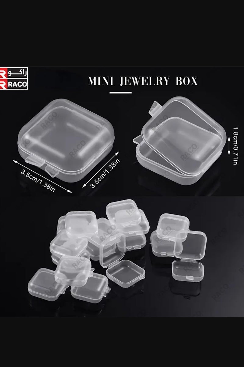 راكو صناديق تخزين مجوهرات صغيرة شفافة مزودة بأغطية - حافظة بلاستيكية منظمة مقاس 3.5 سم للأقراط والخرز والحبوب ولوازم الحرف اليدوية - حاويات مربعة صغيرة شفافة - عبوة من 10 قطع - Image 2