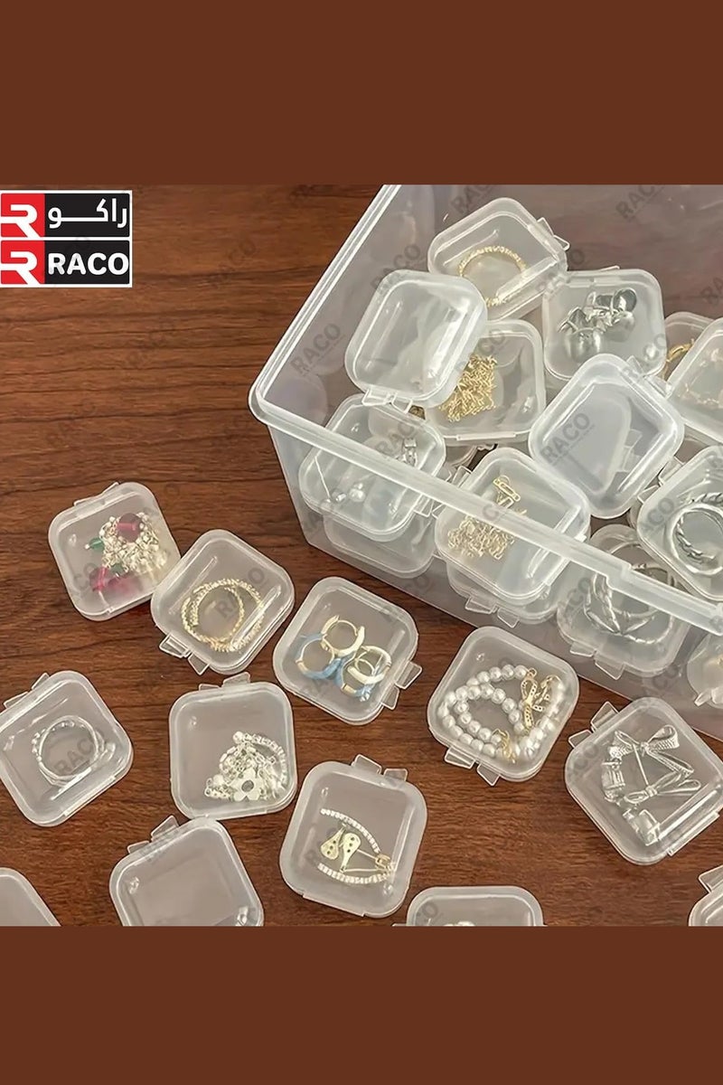 راكو صناديق تخزين مجوهرات صغيرة شفافة مزودة بأغطية - حافظة بلاستيكية منظمة مقاس 3.5 سم للأقراط والخرز والحبوب ولوازم الحرف اليدوية - حاويات مربعة صغيرة شفافة - عبوة من 10 قطع - Image 4