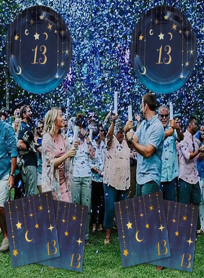 Havercamp 13 Year Old Happy Birthday Decorations - Girls Party for 16 guests - 16 ea. Gold Starry Night Plates and Napkins Decor - Moon and Star Theme - Perfect for Teenager Celebrations - Image 5