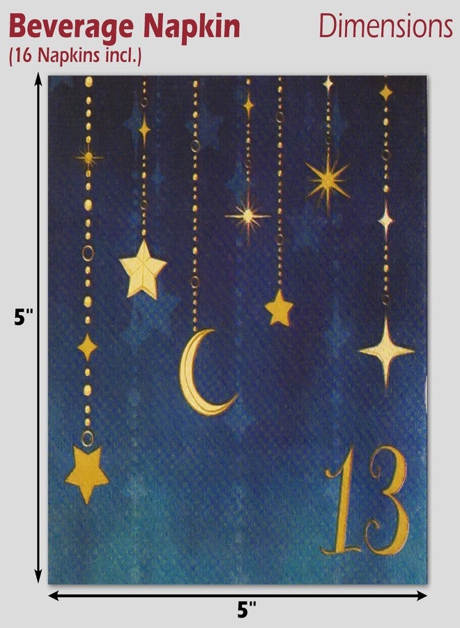 Havercamp 13 Year Old Happy Birthday Decorations - Girls Party for 16 guests - 16 ea. Gold Starry Night Plates and Napkins Decor - Moon and Star Theme - Perfect for Teenager Celebrations - Image 4