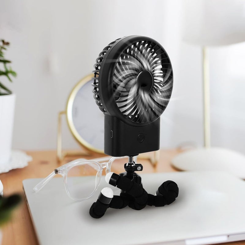 IMIKEYA Portable Handheld Silent USB Cooling Fan, Small Stroller Clip-on Fan with Rechargeable Battery, Black Tentacle Design for Carriage and Outdoor Travel - Image 5