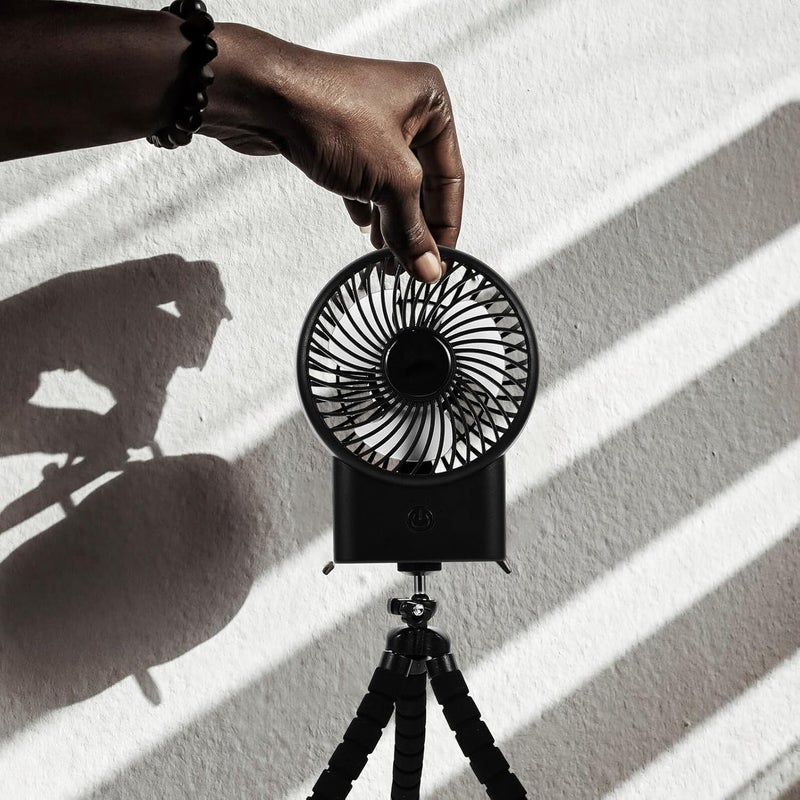 IMIKEYA Portable Handheld Silent USB Cooling Fan, Small Stroller Clip-on Fan with Rechargeable Battery, Black Tentacle Design for Carriage and Outdoor Travel - Image 4