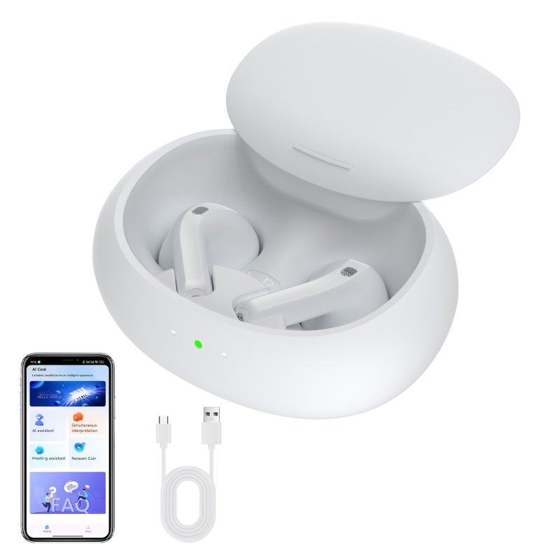 Wireless Translation Earbuds Real Time AI Translator Earbuds for 2 System Smart Phone One Click Recording Audio to Text Noise Cancelling BT Language Translating Earbuds for Business Academic Conferences Lectures Driving - Image 3