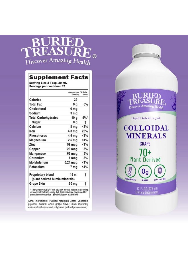 Buried Treasure - Colloidal Minerals 33Oz Natural White Grape Flavor With Over 70 Plant Derived Minerals Electrolyte Replacement Trace Minerals - Image 1
