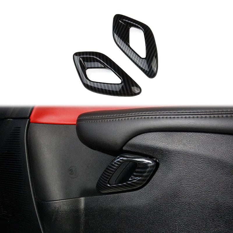 jstotrim Fit for Challenger Interior Door Handle Carbon Fiber Accessories for Dodge Challenger 20152023