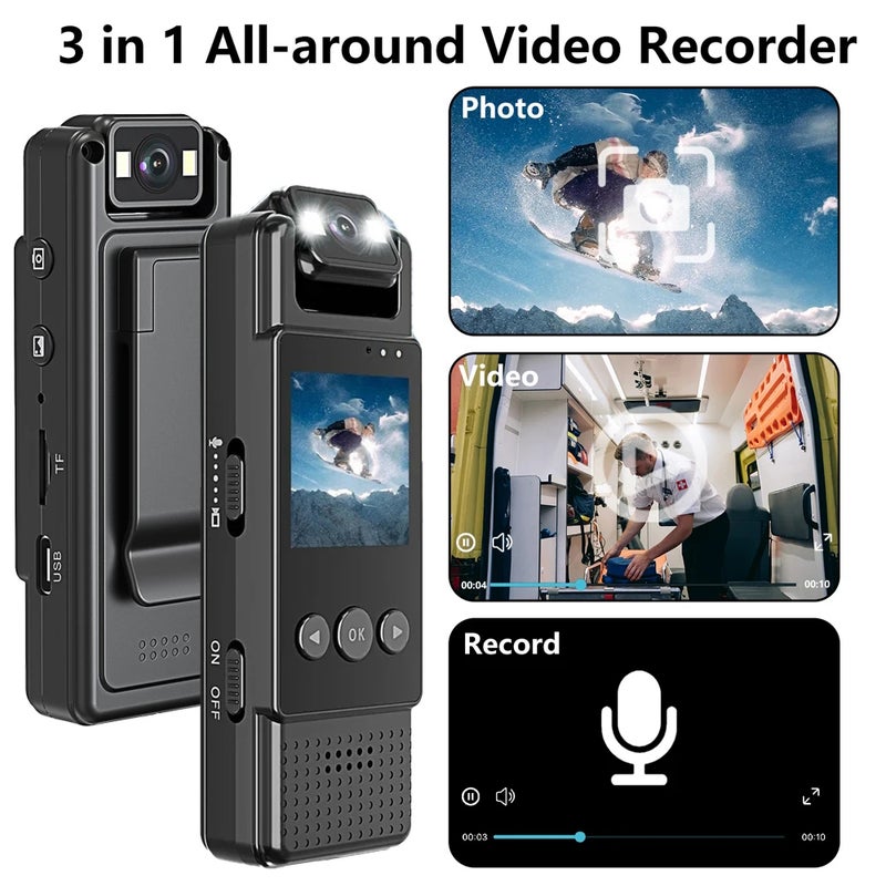 1080P WiFi Body Camera with Audio and Video Recording Wearable Body Cam Mini Clip-on Camera Camcorder with 180° Rotatable Lens Night Vision Motion Detection for Law Enforcement Delivery Personal - Image 2