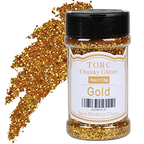 TORC Gold Chunky Glitter 4 OZ Glitter for Resin Crafts Tumblers Cosmetic Makeup Nail Art Festival Decoration - Image 1