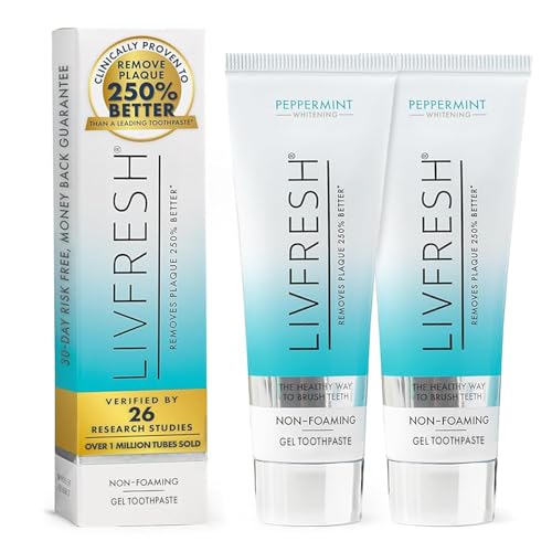 LIVFRESH Toothpaste Gel Clinically Proven to Remove Plaque 250 Better Improves Gum Health 190 Better Prevents Reduces Tartar Freshens Breath SLS Free Dental Gel Peppermint 2 Pack - Image 1