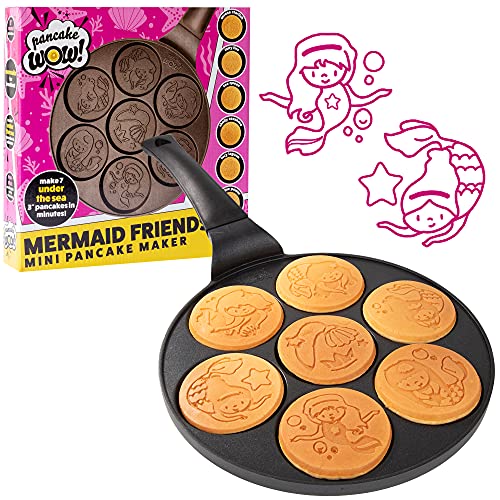 CucinaPro Mermaid Mini Pancake Pan - Make 7 Different Flapjack Mermaids, Nonstick Pan Cake Maker Griddle w Long Handle for Under the Sea Fun & Easy Cleanup, Unique Gift for Girls- Great for Breakfast or Brunch - Image 1