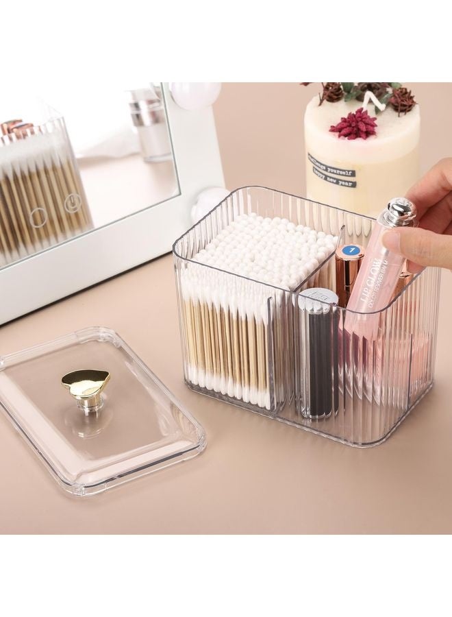 هومستر حامل موزع 3-قسم منظم الحمام النظيف جار 3 شبكات قطن ماسحة/باد/كرة حامل حاوية مستحضرات تجميل مخزن للغش - Image 4