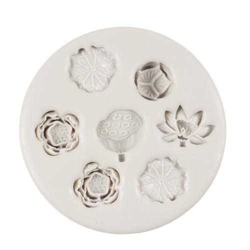 FCKEMLDS Lotus Flower Silicone Molds Lotus Leaf Fondant Mold Lily Pad Silicone Molds Lotus Root Mold For Cake Decoration Cupcake Topper Chocolate Candy Polymer Clay Gum Paste Set of 4 - Image 4
