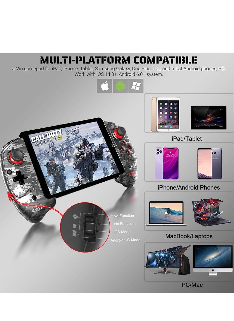 SYOSI - Gaming Controller for iPad/iPad Mini/iPad Air, iPhone 14/13/12/11, iOS, Tablet Android Gamepad Samsung Galaxy Tab, Huawei MatePad, Yoga Tab[Within 5-11 inch] PC Game Joystick COD, Steam - Image 1