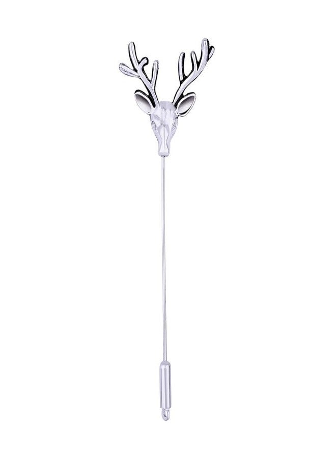 Mahi Rhodium Plated Deer-Shaped Lapel Pin Brooch Suit Accessory for Mens (BP1101013R) - Image 1