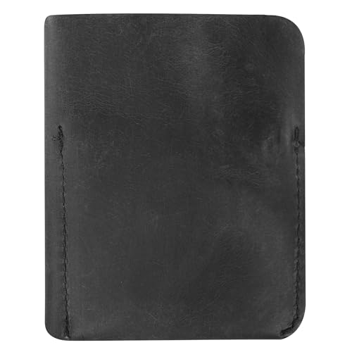 Hide & Drink, Bifold Card Holder Handmade from Full Grain Leather, Credit Card Storage, Money Organizer, Cash Case, Minimalist Wallet :: Charcoal Black - Image 5