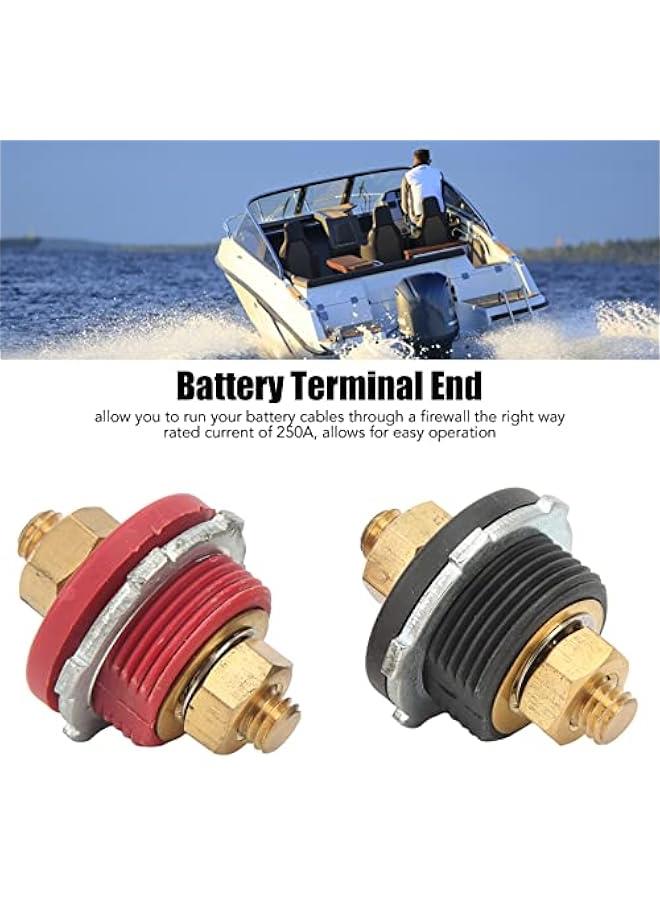 Generic 2 Pcs Thru Panel Battery Terminal Connectors, 3/8in 250a Positive Negative Junction Stud Post, Red and Black Terminal Posts for Automobiles, Rvs, Boats, Yachts, Race Cars, Farm Vehicles  - Image 2
