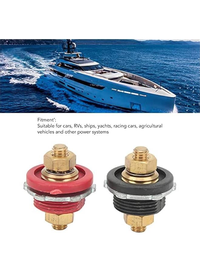 Generic 2 Pcs Thru Panel Battery Terminal Connectors, 3/8in 250a Positive Negative Junction Stud Post, Red and Black Terminal Posts for Automobiles, Rvs, Boats, Yachts, Race Cars, Farm Vehicles  - Image 3