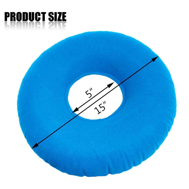 Shineyid 2 Pack Donut Pillow, Inflatable Donut Cushion for Tailbone Pain,Hemorrhoid Seat Cushion, Round Wheelchairs Seat Cushion for Home, Car or Office Chair (15" Dark Blue & Light Blue) - Image 2