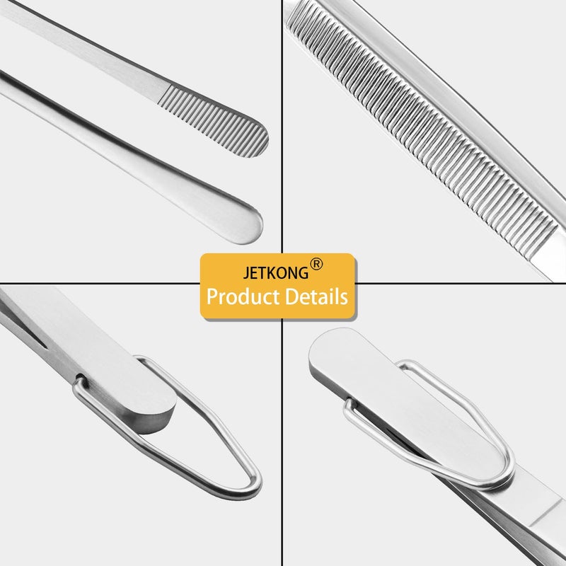 JETKONG 3 Pcs Extra Long Kitchen Tweezers Heavy Duty Stainless Steel Cooking Tweezers (9 12 14 Inch, Silver) - Image 4