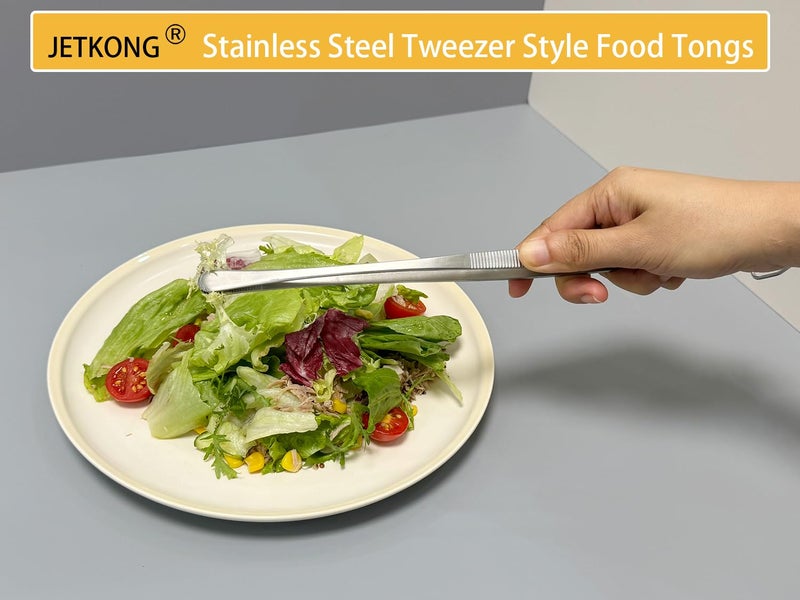 JETKONG 3 Pcs Extra Long Kitchen Tweezers Heavy Duty Stainless Steel Cooking Tweezers (9 12 14 Inch, Silver) - Image 5