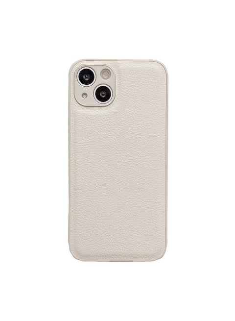Litchi Pattern IPhone 13Pro Apple 12 Mobile Phone Case Solid Color Leather 11Pro Max Full Soft Applicable-Color:White-Applicable Model:iphone16plus