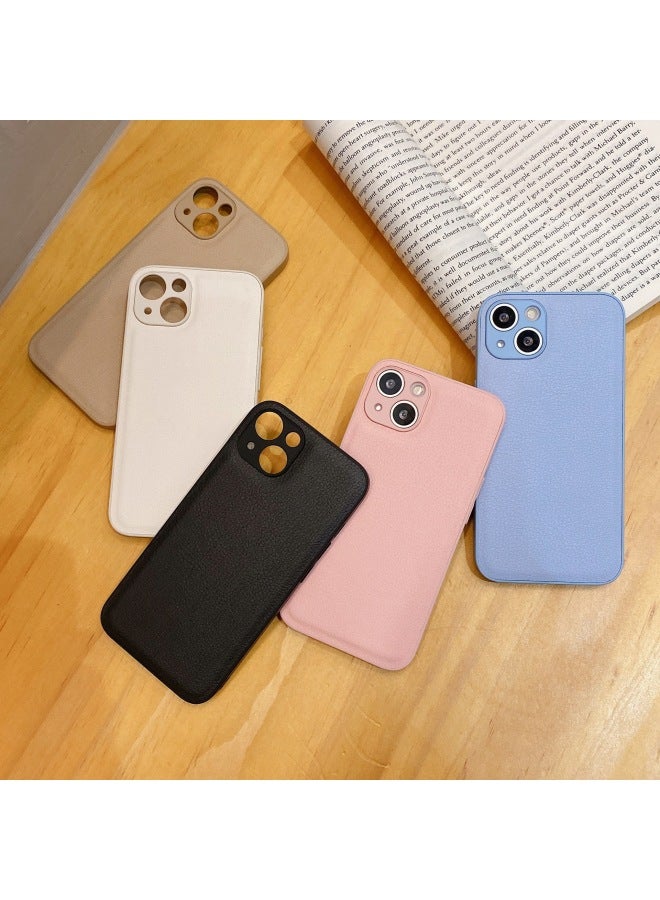 Litchi Pattern IPhone 13Pro Apple 12 Mobile Phone Case Solid Color Leather 11Pro Max Full Soft Applicable-Color:White-Applicable Model:iphone16plus