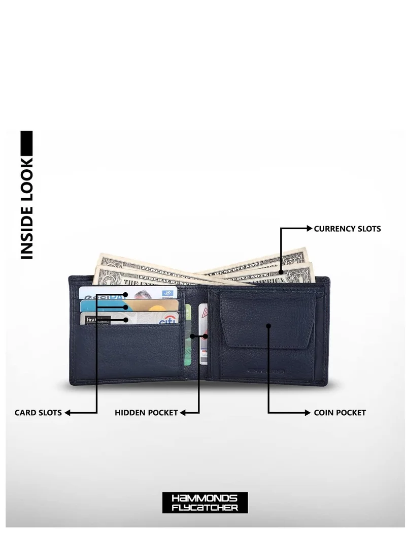  هاموندز فلاي كاتشر محفظة RFID جلدية للرجال (HF577V)، أزرق، حديث